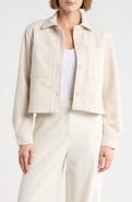T Tahari Crop Faux Suede Jacket
