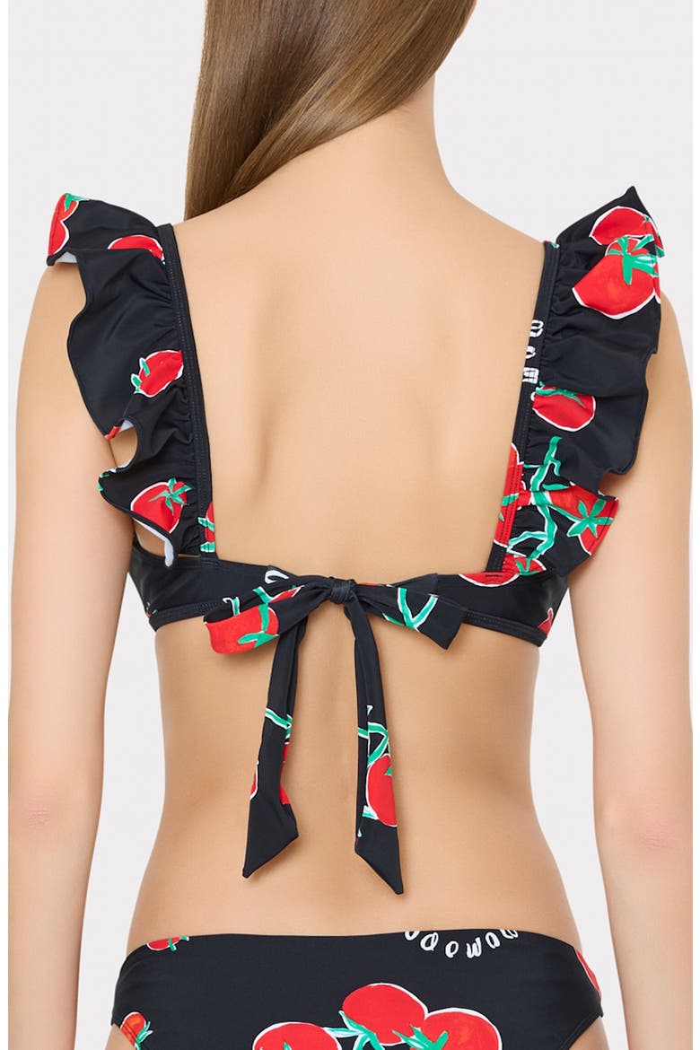 Pomodoro Ruffle Bikini Top, Alternate, color, BLACK/ RED