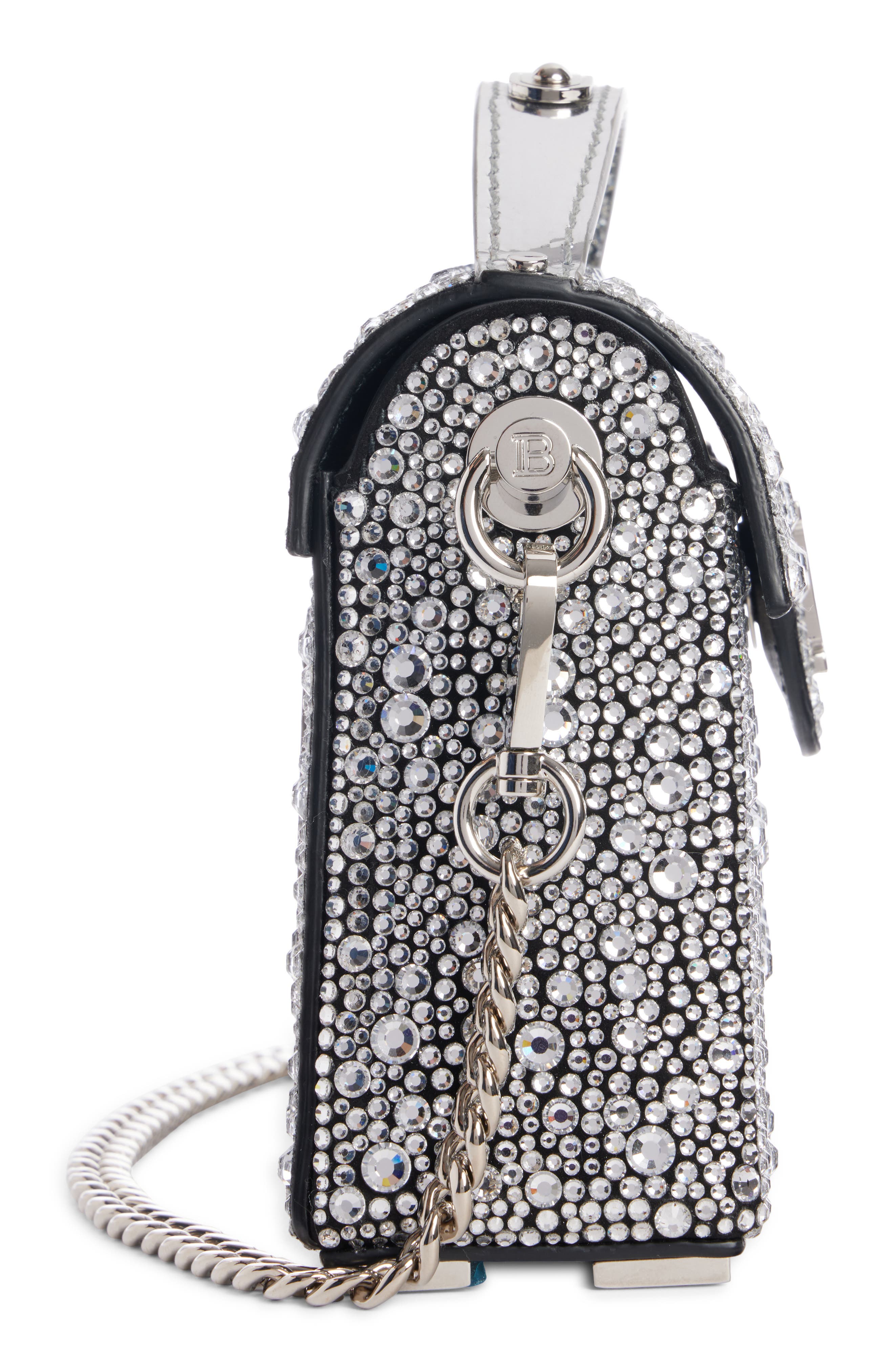 Balmain B-Buzz Dynasty Crystal Embellished Top Handle Bag, Alternate, color, 