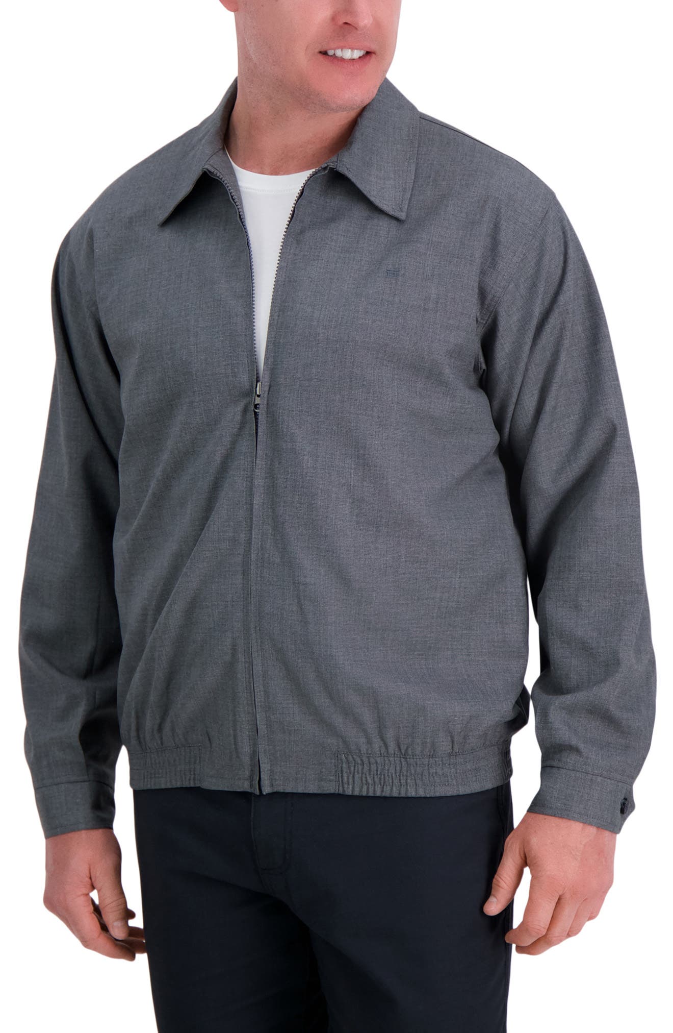HAGGAR Sharkskin Full Zip Harris Jacket