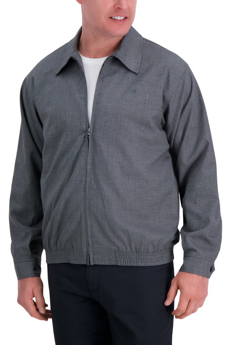 Sharkskin Full Zip Harris Jacket, Main, color, MEDIUM GREY
