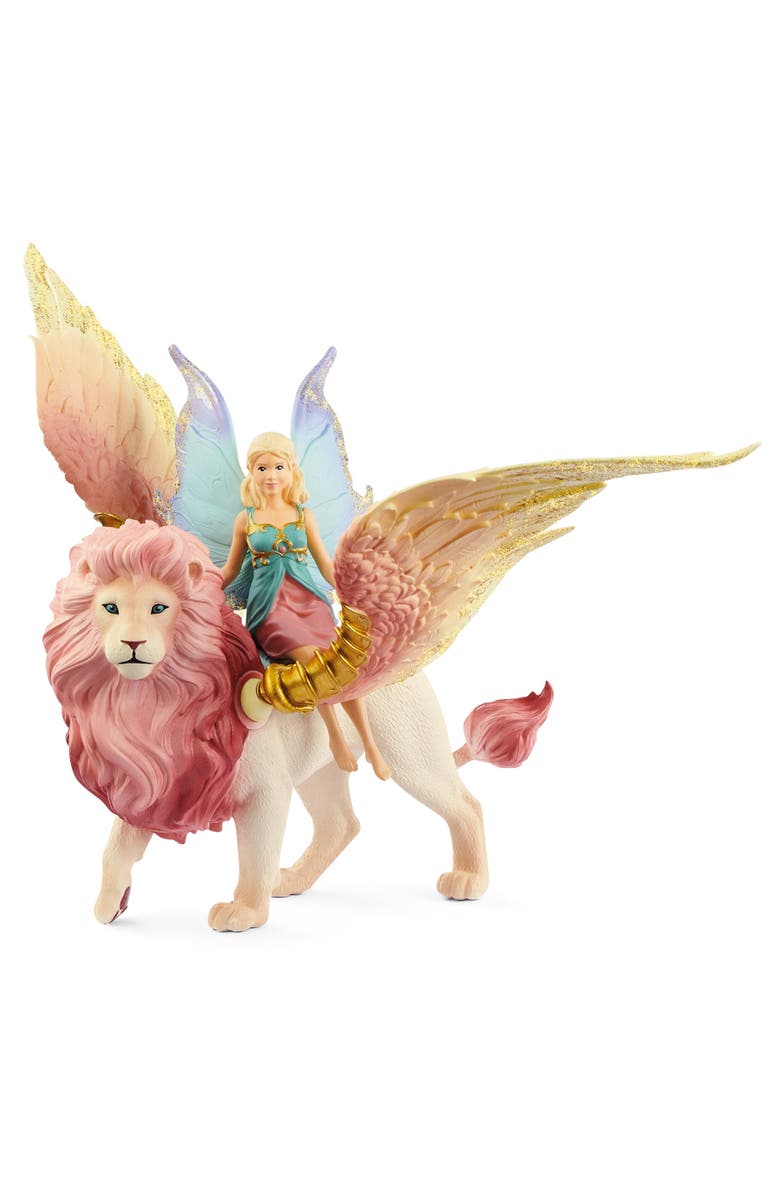 Schleich Bayala Fairy In Flight On Winged Lion, 2 Piece Figurine Playset, Main, color, Multicolored