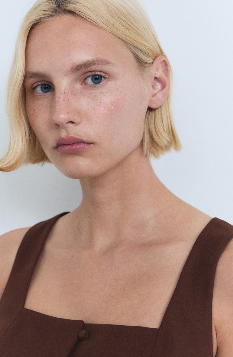 MANGO Square Neck Vest, Alternate, color, Chocolate