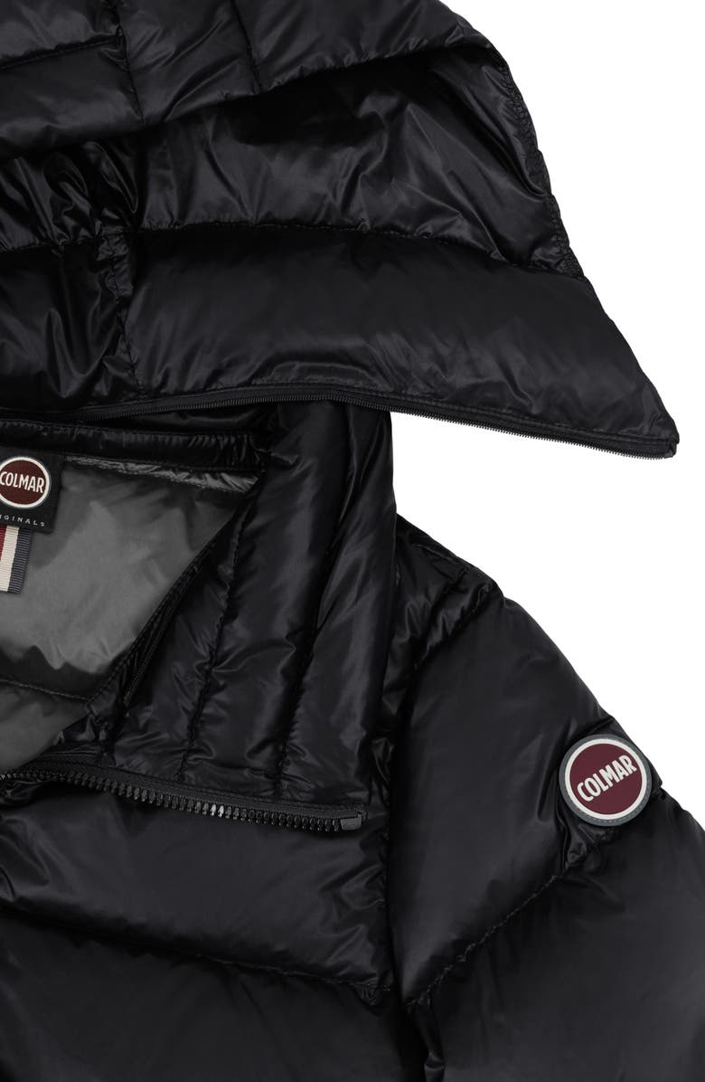COLMAR Hooded Down Puffer Jacket, Alternate, color, Black-Dark Steel