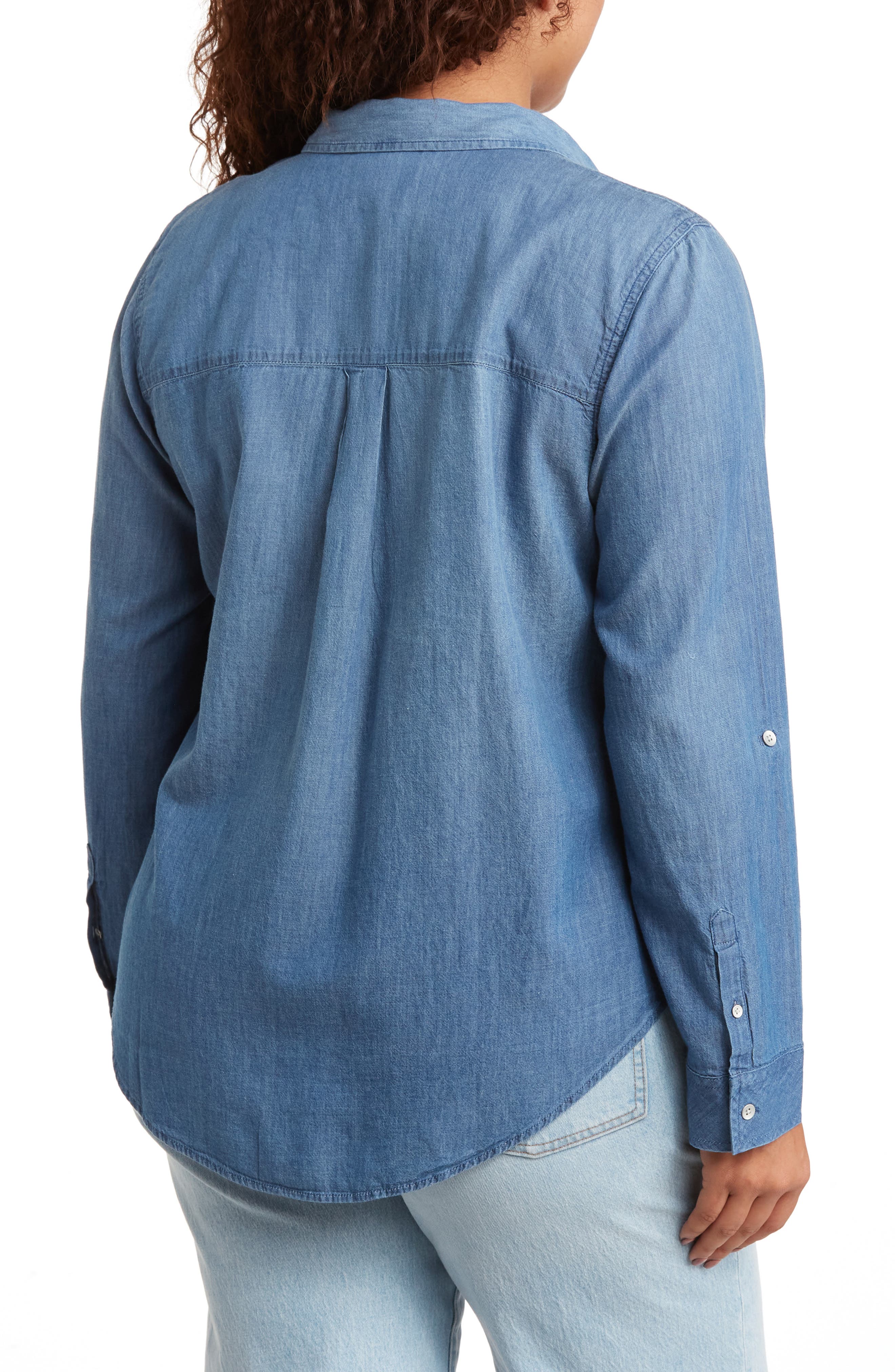 Chambray Long Sleeve Button-Up Shirt - image 2
