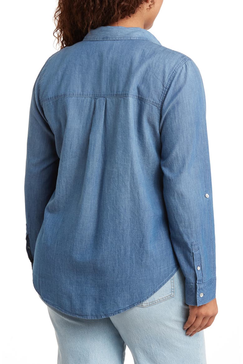 Chambray Long Sleeve Button-Up Shirt, Alternate, color, MEDIUM WASH