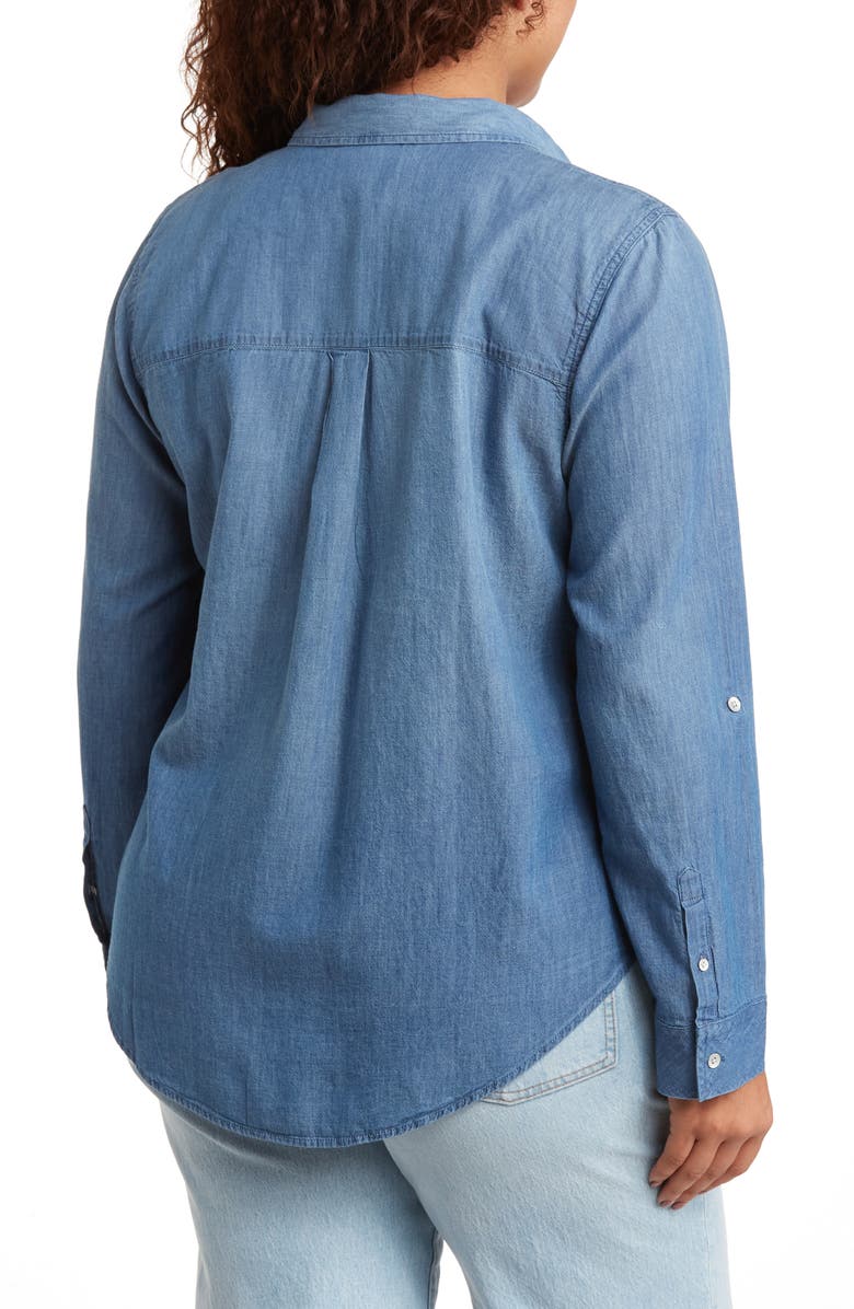 Caslon<sup>®</sup> Chambray Long Sleeve Button-Up Shirt, Alternate, color, Medium Wash