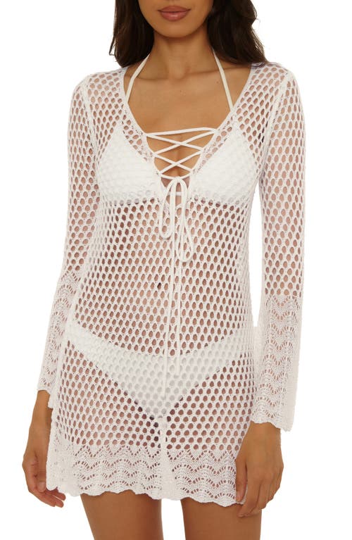 Becca Treasure Island Long Sleeve Reversible Open Knit Cover-up Tunic In White