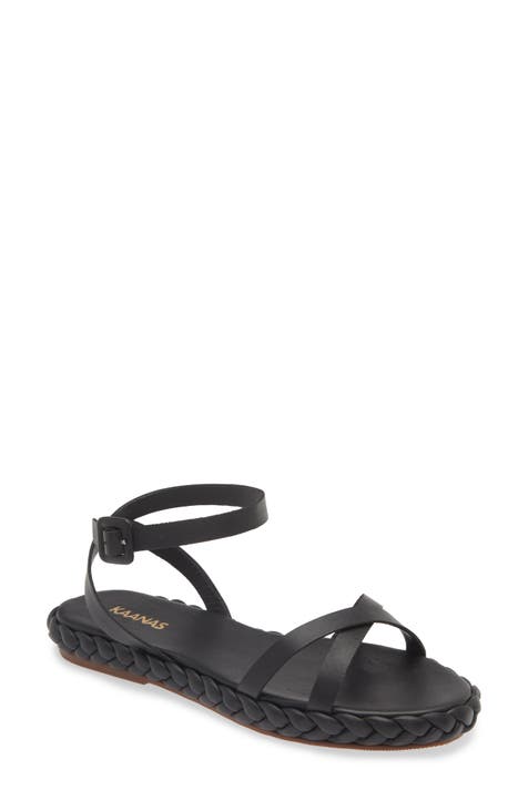 Kaanas NWOT Flamengo Ankle Wrap Sandal on sale in Black