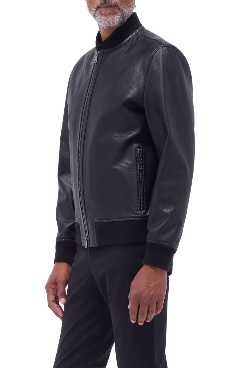 Bugatchi Leather Bomber Jacket, Alternate, color, 