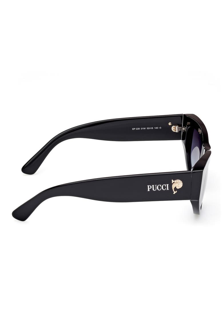 54mm Geometric Sunglasses, Alternate, color, SHINY BLACK / GRAD BLUE LENSES