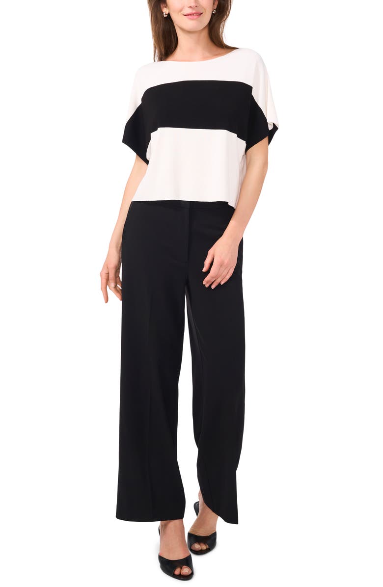 Halogen<sup>®</sup> Boat Neck Drop Shoulder Top, Alternate, color, White/ Black