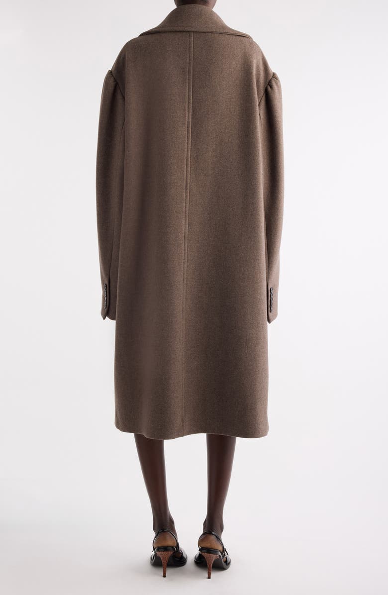 Dries Van Noten Raquel Wool Blend Long Peacoat, Alternate, color, Taupe