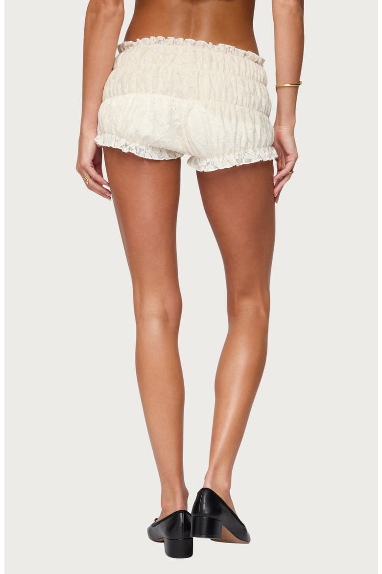 Este Smocked Textured Lace Shorts, Alternate, color, CREAM