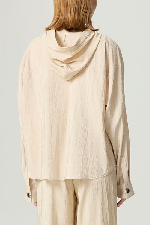 Nocturne Hooded Shirt With Snap Button Details In Neutral
