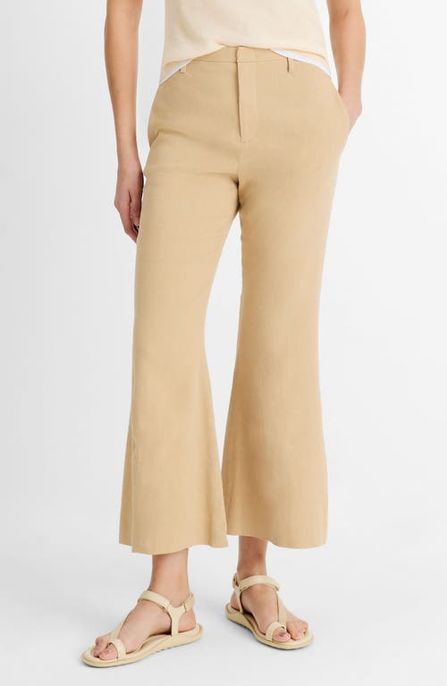 Vince Mid-rise Cropped Flare Trousers In Pale Nut