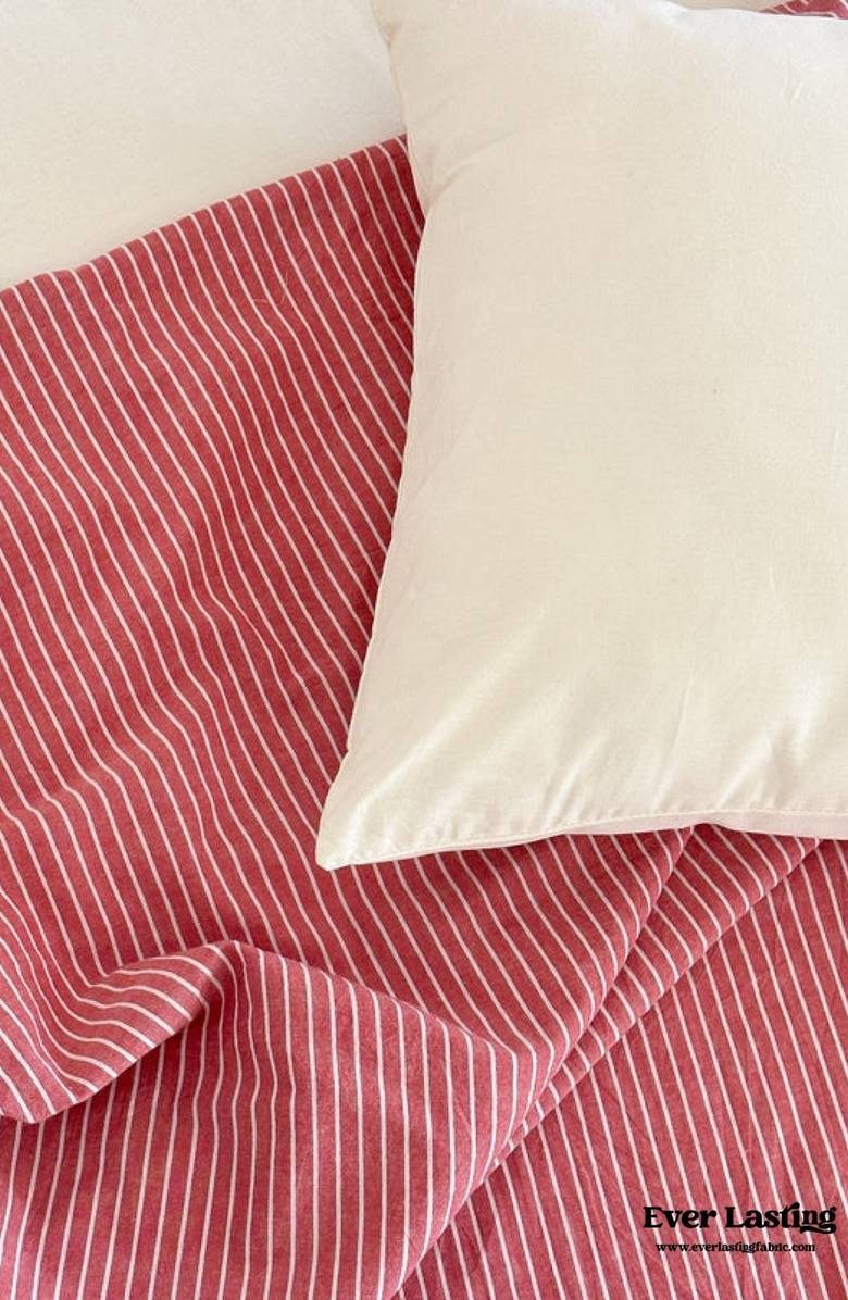 Ever Lasting Thin Striped Duvet Cover, Alternate, color, Red Striped
