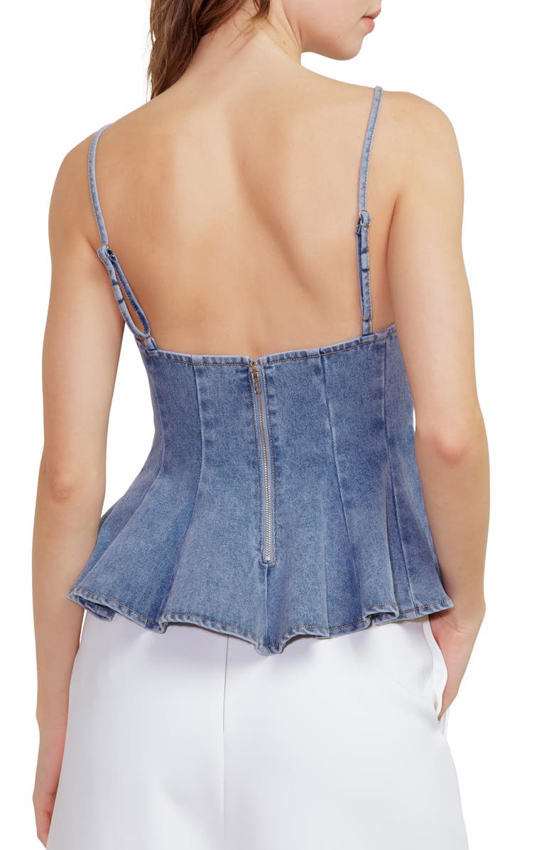 FREEMARKET Denim Peplum Top, Alternate, color, Light Denim