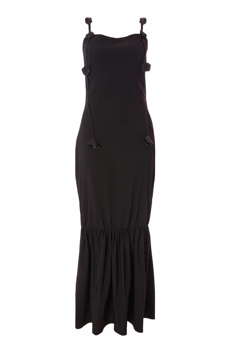QUIZ Bengaline Maxi Dress With Trailing Floral Detail, Alternate, color, Black