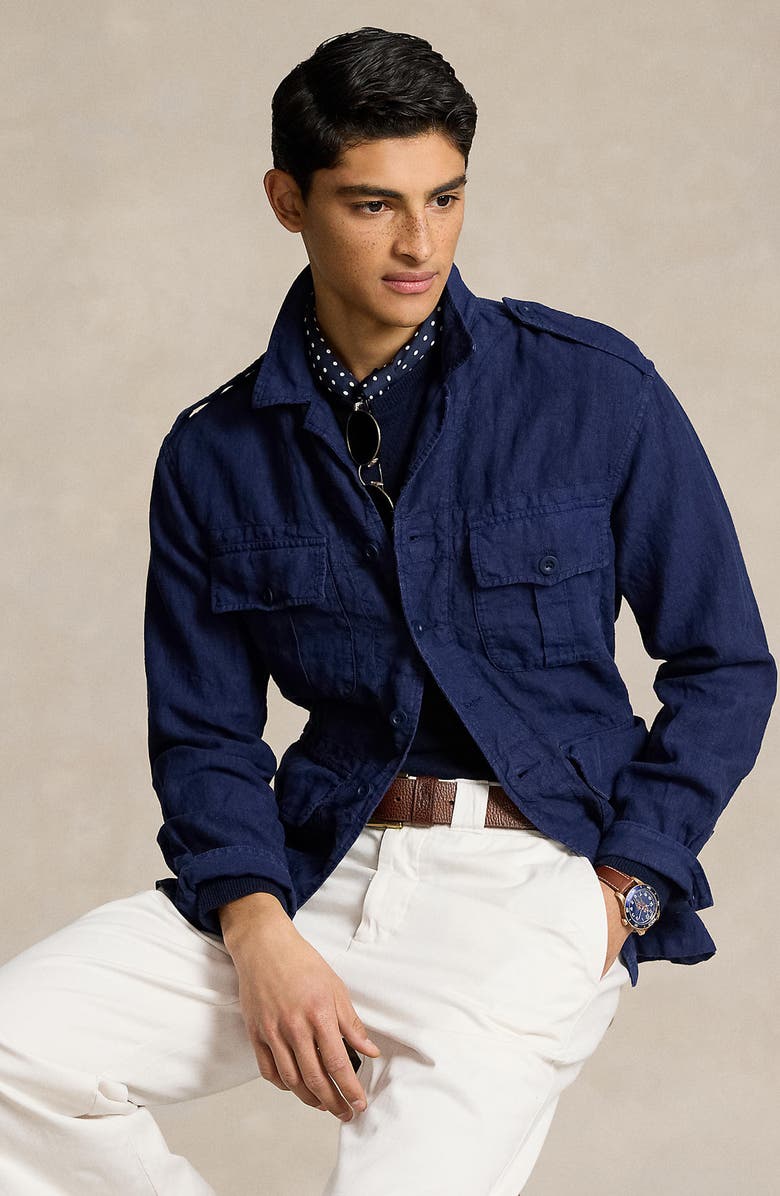 Polo Ralph Lauren Linen Long Sleeve Camp Shirt, Alternate, color, 