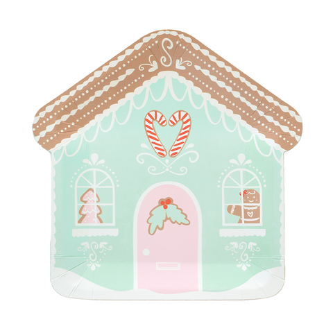 Baking Spirits Bright Mint Gingerbread House Christmas Large Plates