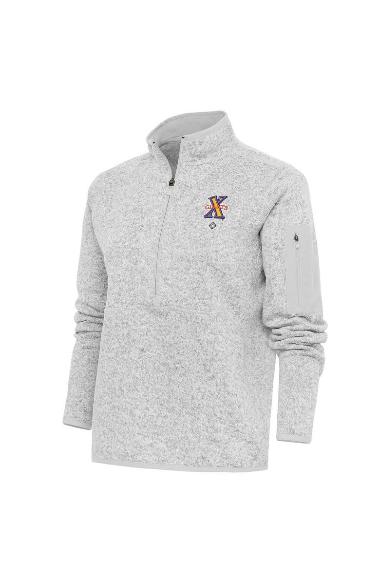 ANTIGUA Women's Antigua Heather Gray Cuban Giants Fortune Half-Zip Pullover Jacket, Main, color, 