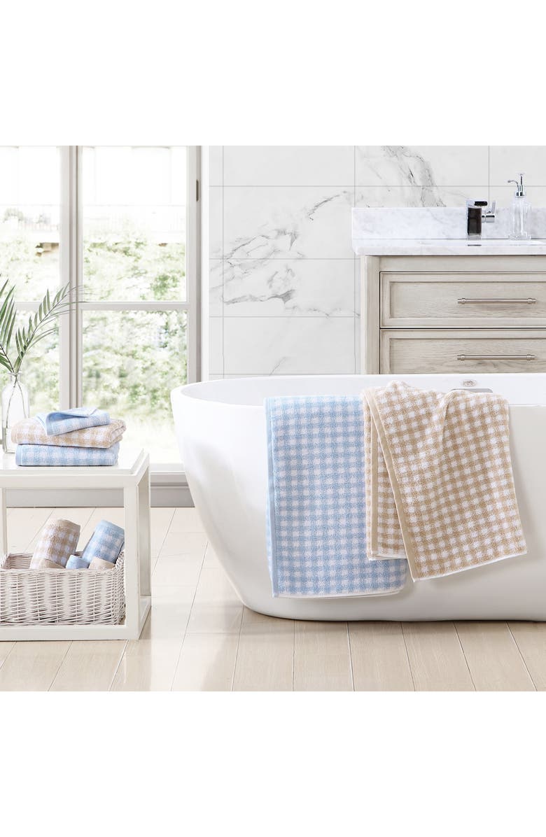 Laura Ashley Ginny Terry Cotton 3-Piece Towel Set, Alternate, color, Blue Bell / White