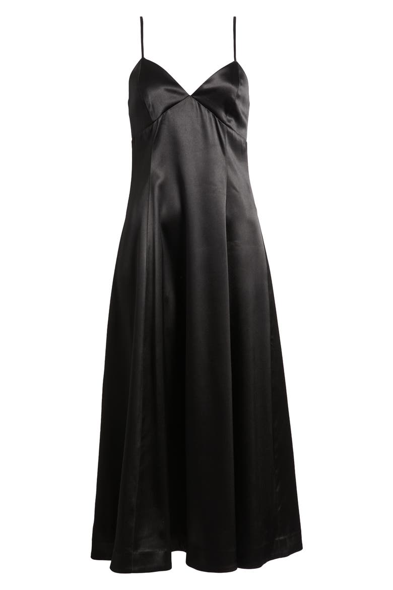 The Elodie Empire Waist Satin Gown, Alternate, color, BLACK