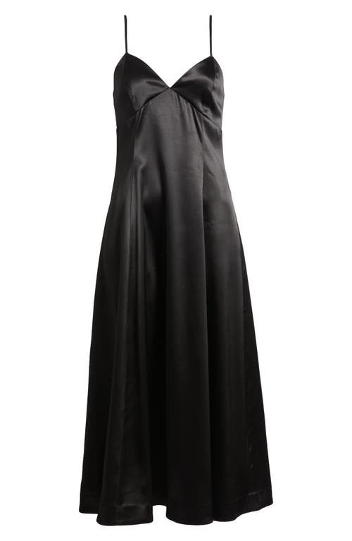 Shop Wayf The Elodie Empire Waist Satin Gown In Black