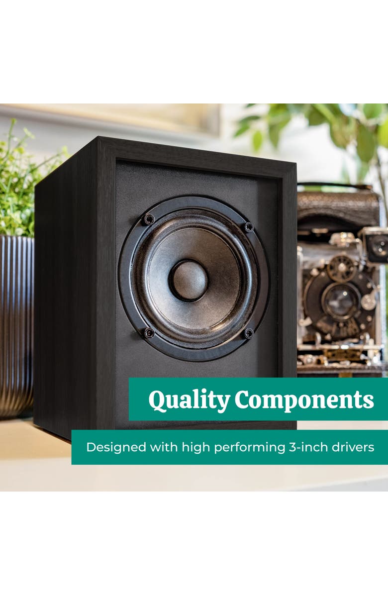 Electrohome Huntley Powered Bluetooth Bookshelf Speakers, Alternate, color, Black