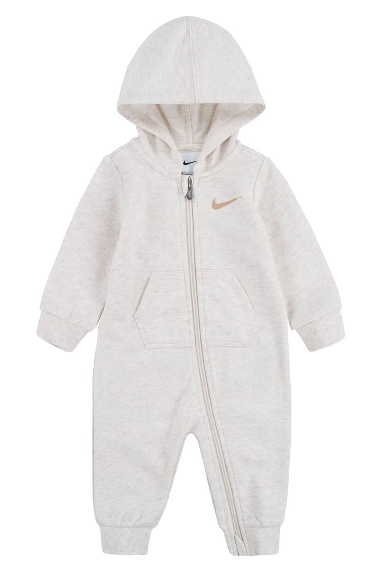 Hooded French Terry Romper, Main, color, PALE IVORY HEATHER
