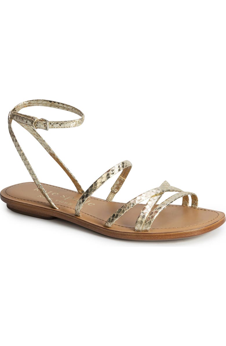 Kate Spade New York cove metallic snakeskin embossed sandal, Main, color,