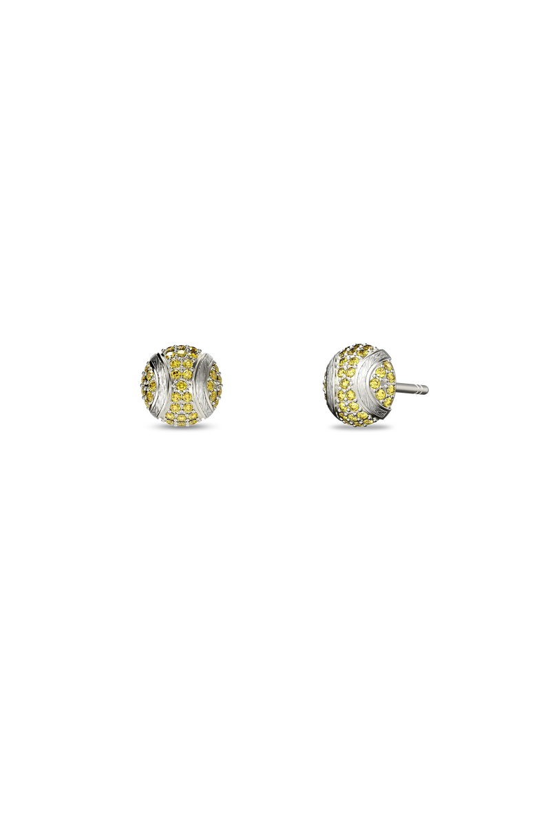 PASCAL The Tennis Ball Stud Earring, Yellow Diamond Pavé, Main, color, Silver / Yellow Diamond