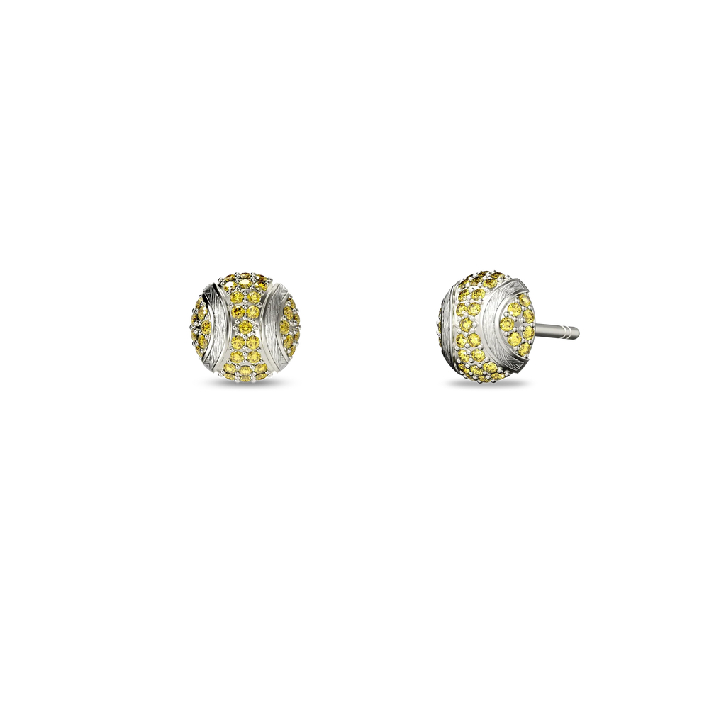 Pascal The Tennis Ball Stud Earring, Yellow Diamond Pavé