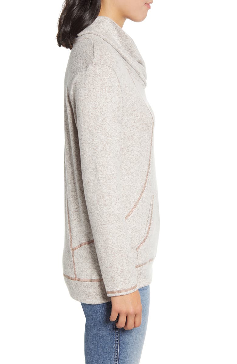 Loveappella Cross Neck Seamed Pullover, Alternate, color, Oatmeal