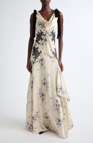 Cinq à Sept Handsketched Floral Lace Inset Gown
