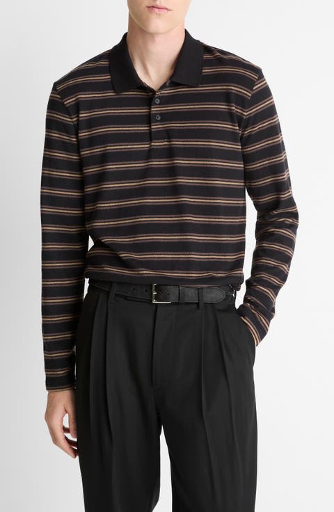 Striped Long Sleeve Jersey Polo