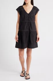 Lucky Brand Cap Sleeve Button Front Cotton Minidress