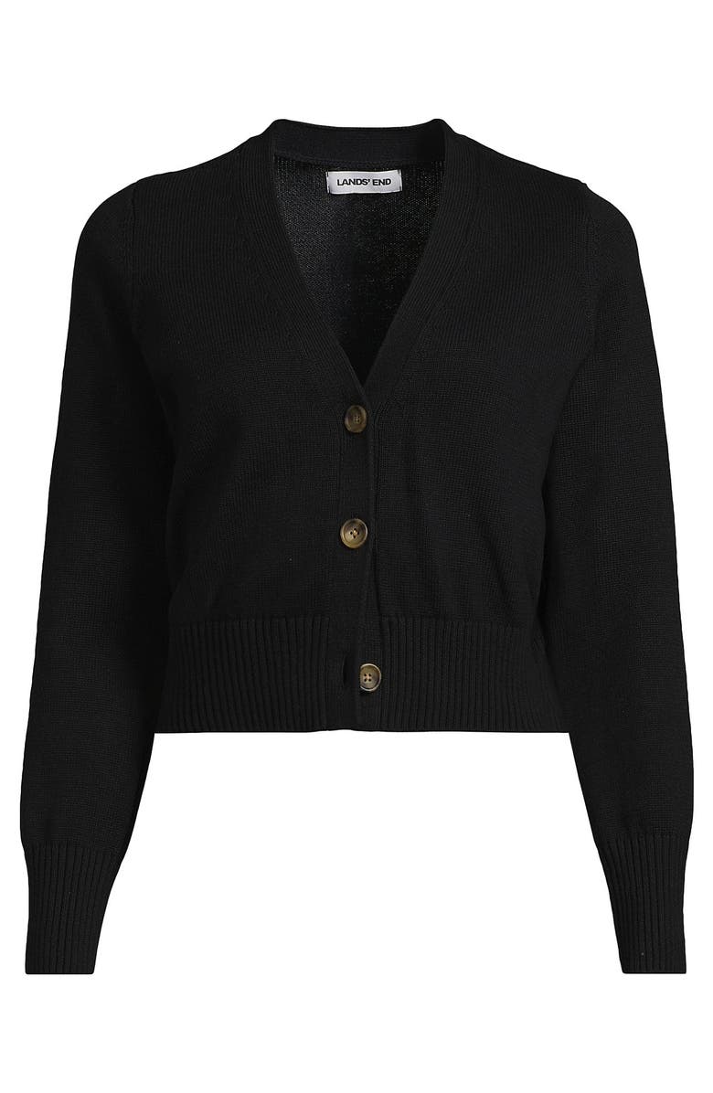 Lands' End Drifter Vneck Dress Cardigan Sweater, Alternate, color, Black