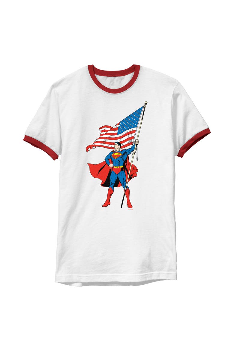 Men's Proud American Flag Short Sleeve Ringer T-Shirt, Main, color, White/Red