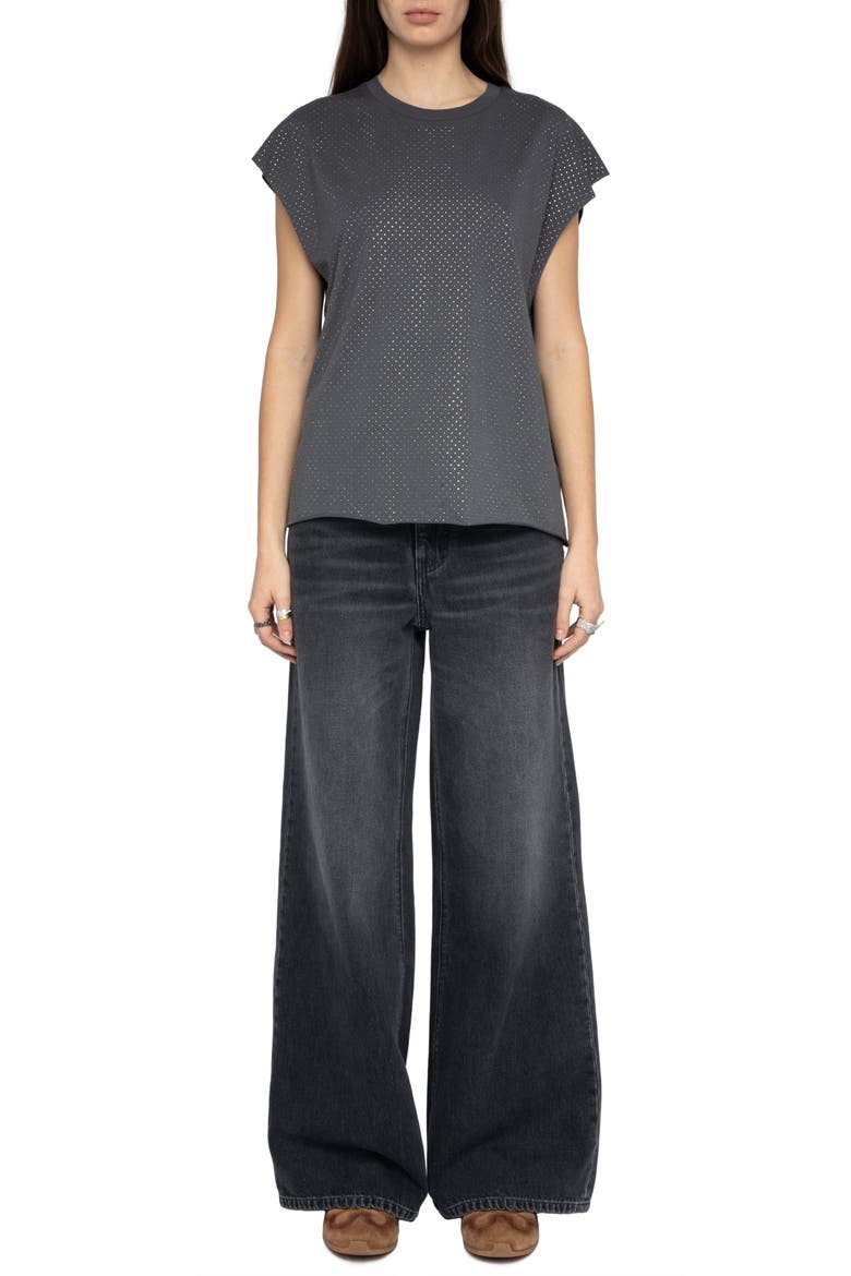 Cloe Strass Crystal Embellished Dolman Sleeve Top, Alternate, color, MEDIUM GREY