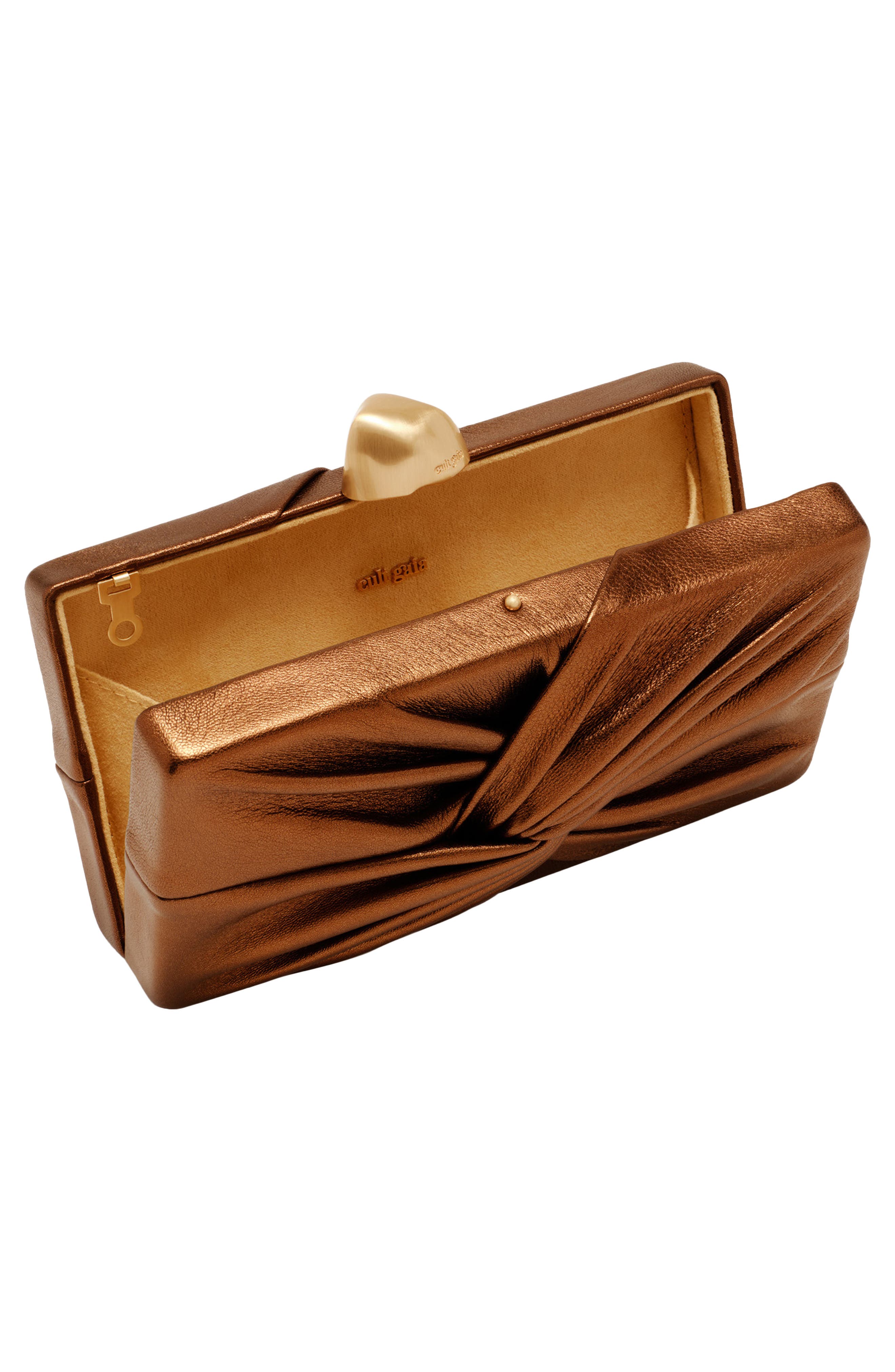 Lisse Leather Clutch, Alternate, color, BRONZE