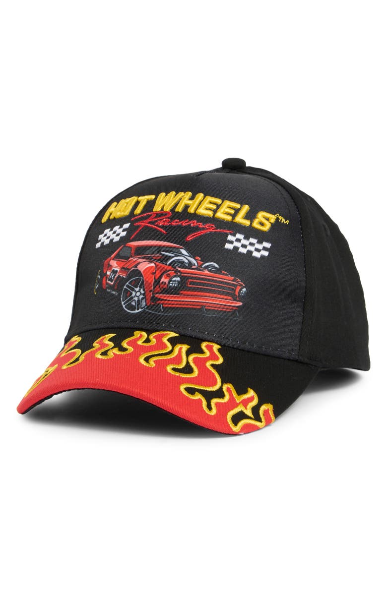 USPA ACCESSORIES Hot Wheels Flames Baseball Cap, Main, color, Black