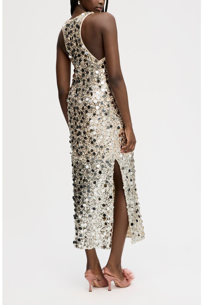 Paillette Sleeveless Maxi Dress, Alternate, color, BLUSH SILVER