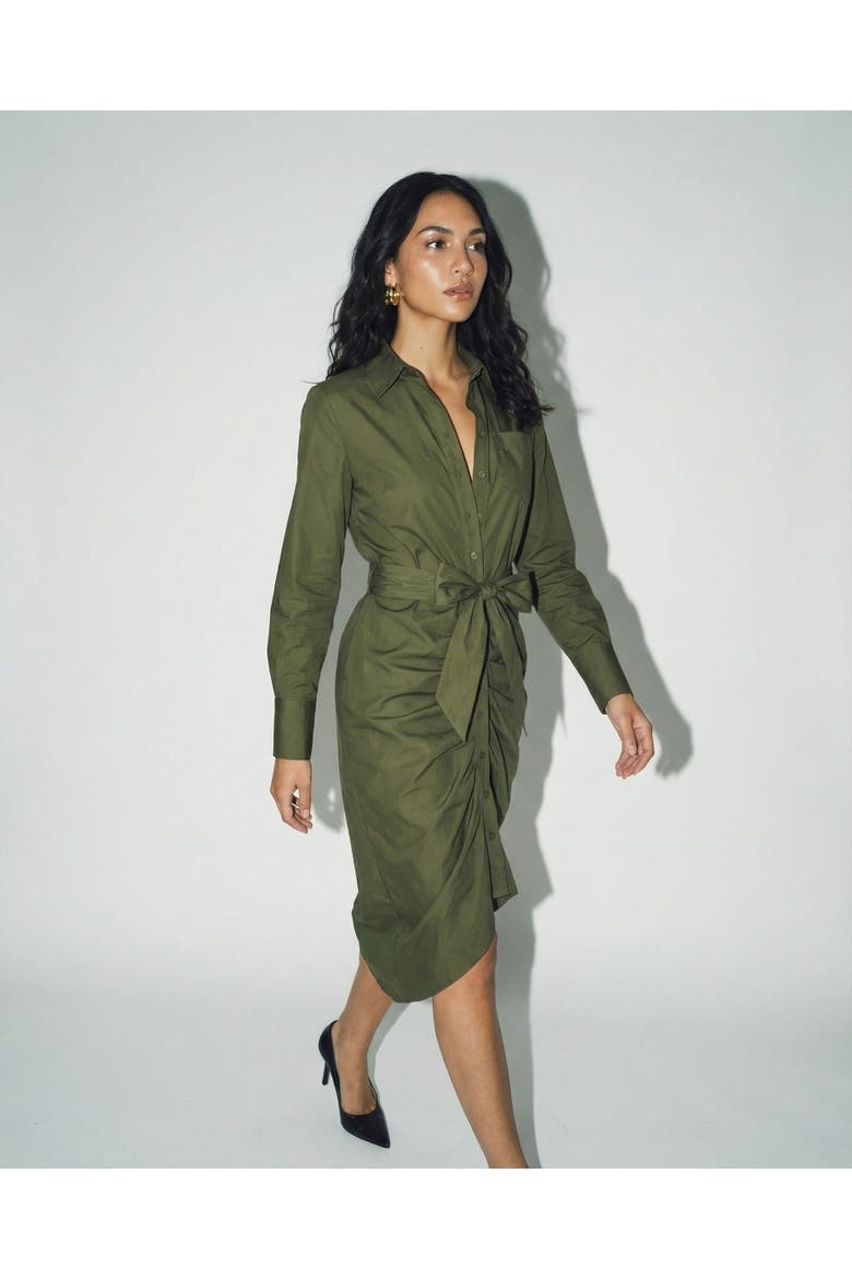 The Wrap Front Dress, Alternate, color, Olive