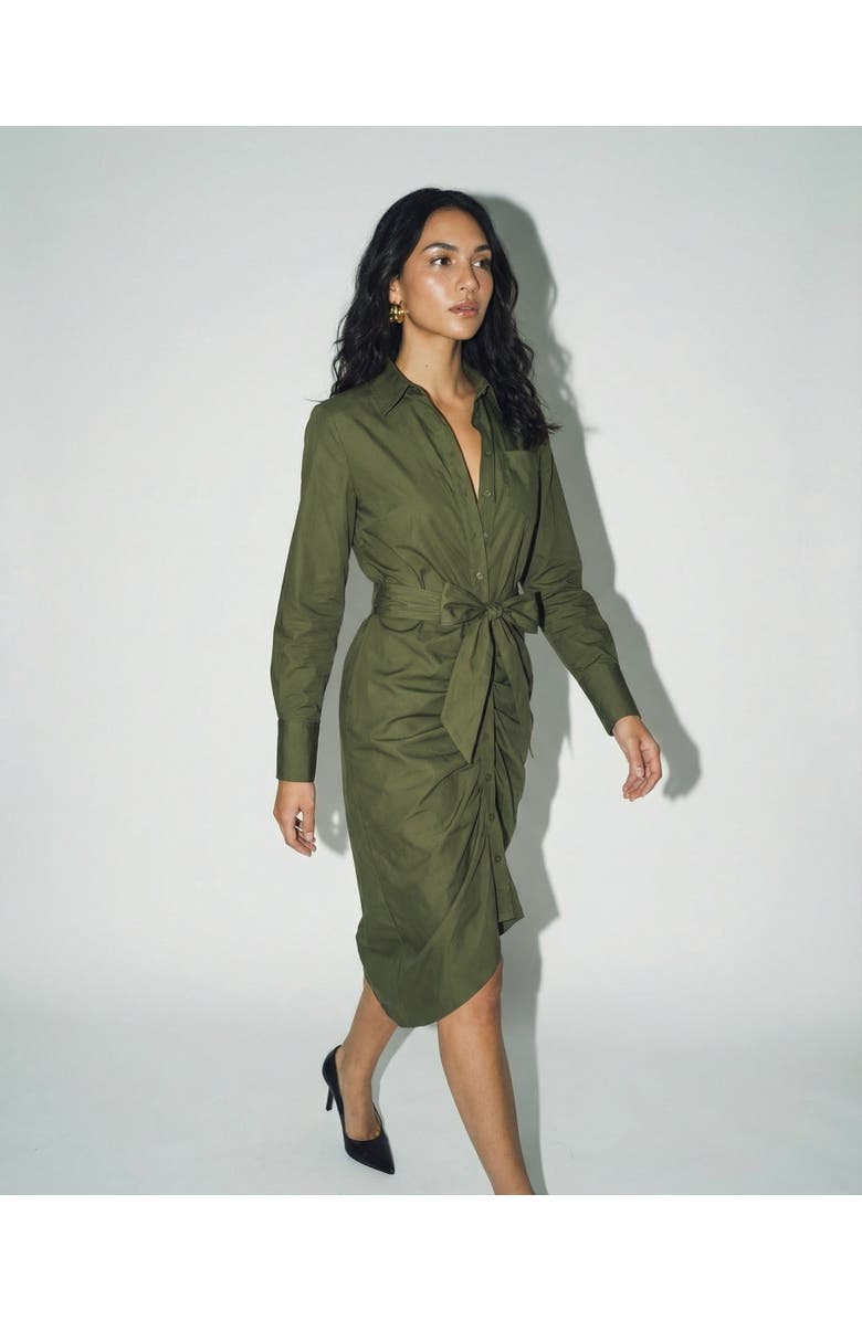 The Shirt by Rochelle Behrens The Wrap Front Dress, Alternate, color, Olive