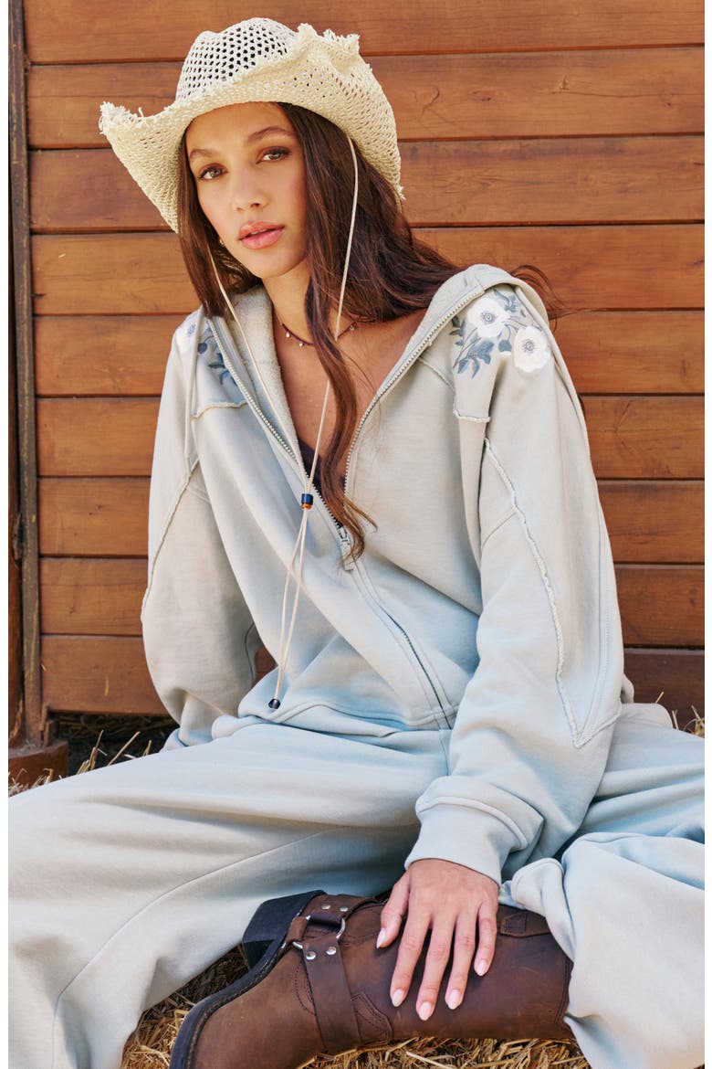 Embroidered Full Zip Hoodie, Alternate, color, DESERT SAGE