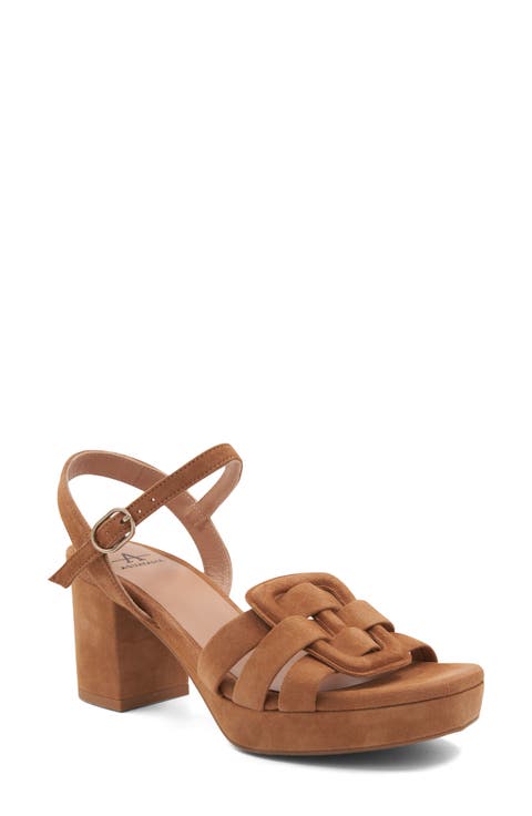 Micah Block Heel Quarter Strap Suede Sandal (Women)