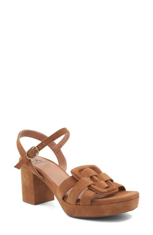Aquatalia Micah Block Heel Quarter Strap Suede Sandal In Caffe