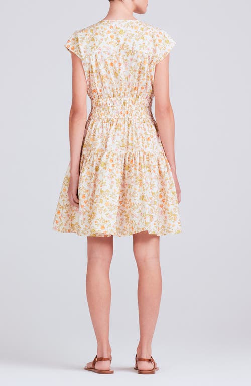 Derek Lam 10 Crosby Tora Floral Print Shirred Dress In Cream Multi